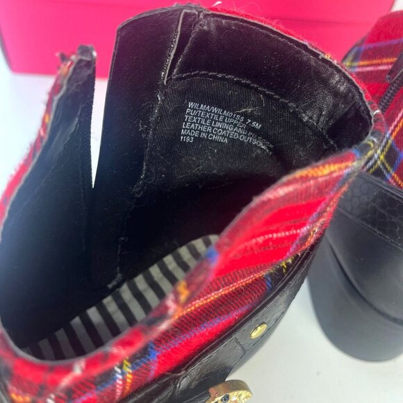 Betsey Johnson Wilma Black Plaid Booties Size 7.5 Ladies Eclectic Western Animal - Picture 6 of 12